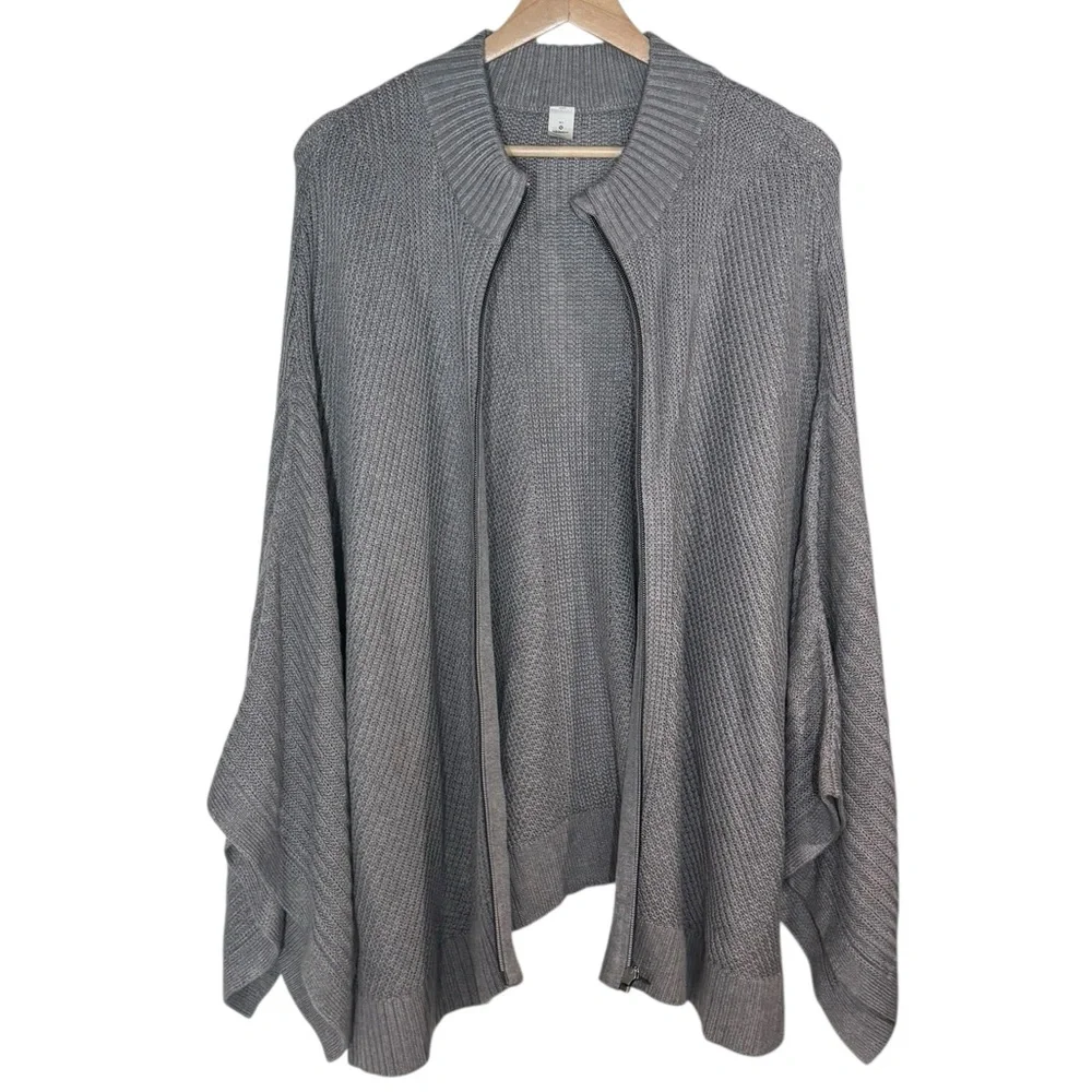 Lululemon Cashmere Blend Softer Still Wrap Full Zip Knit Cardigan Size M/L Gray